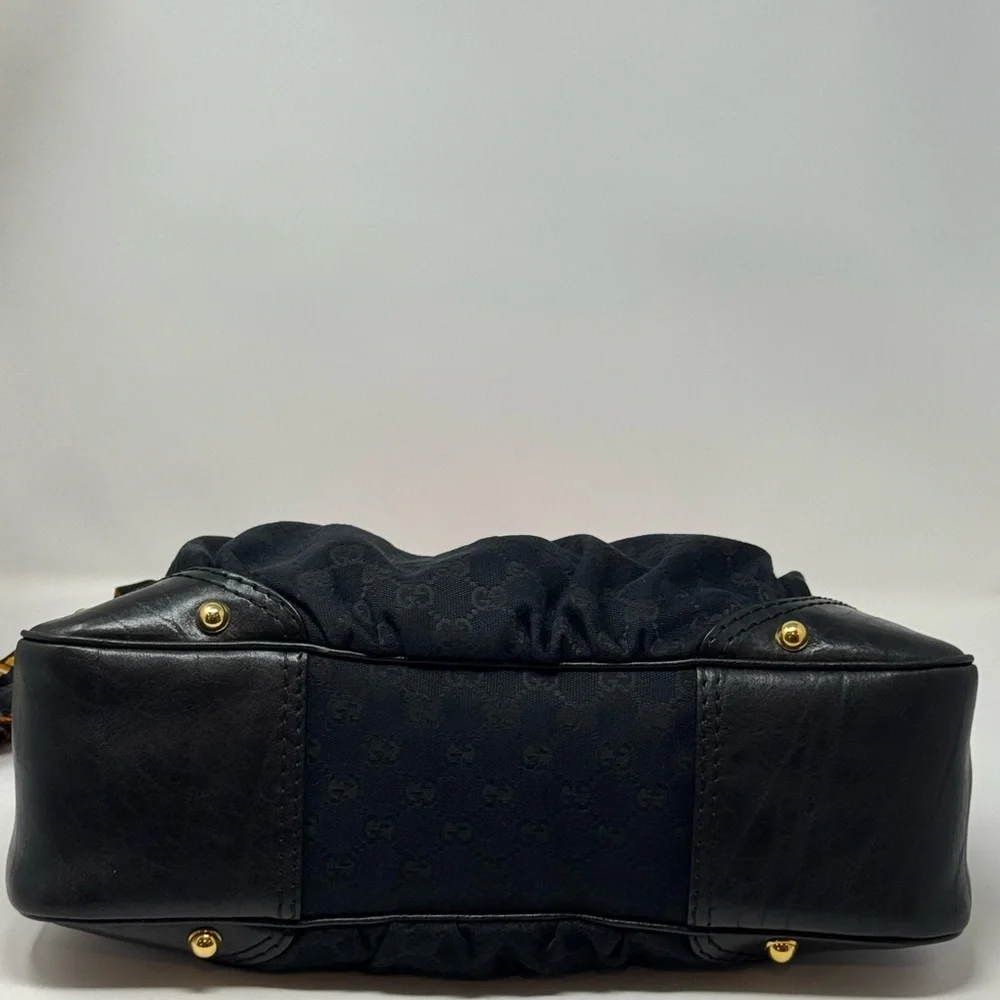 💯Gucci GG Black Canvas Large Jockey Hobo Bag - Picture 6 of 10